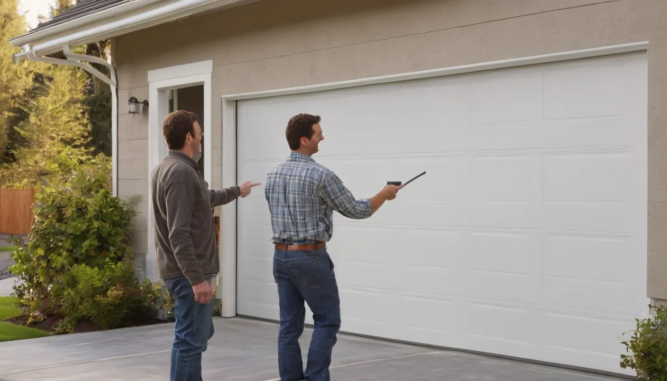 Provider and homeowner checking a newly installed garage door at a house in St. Charles