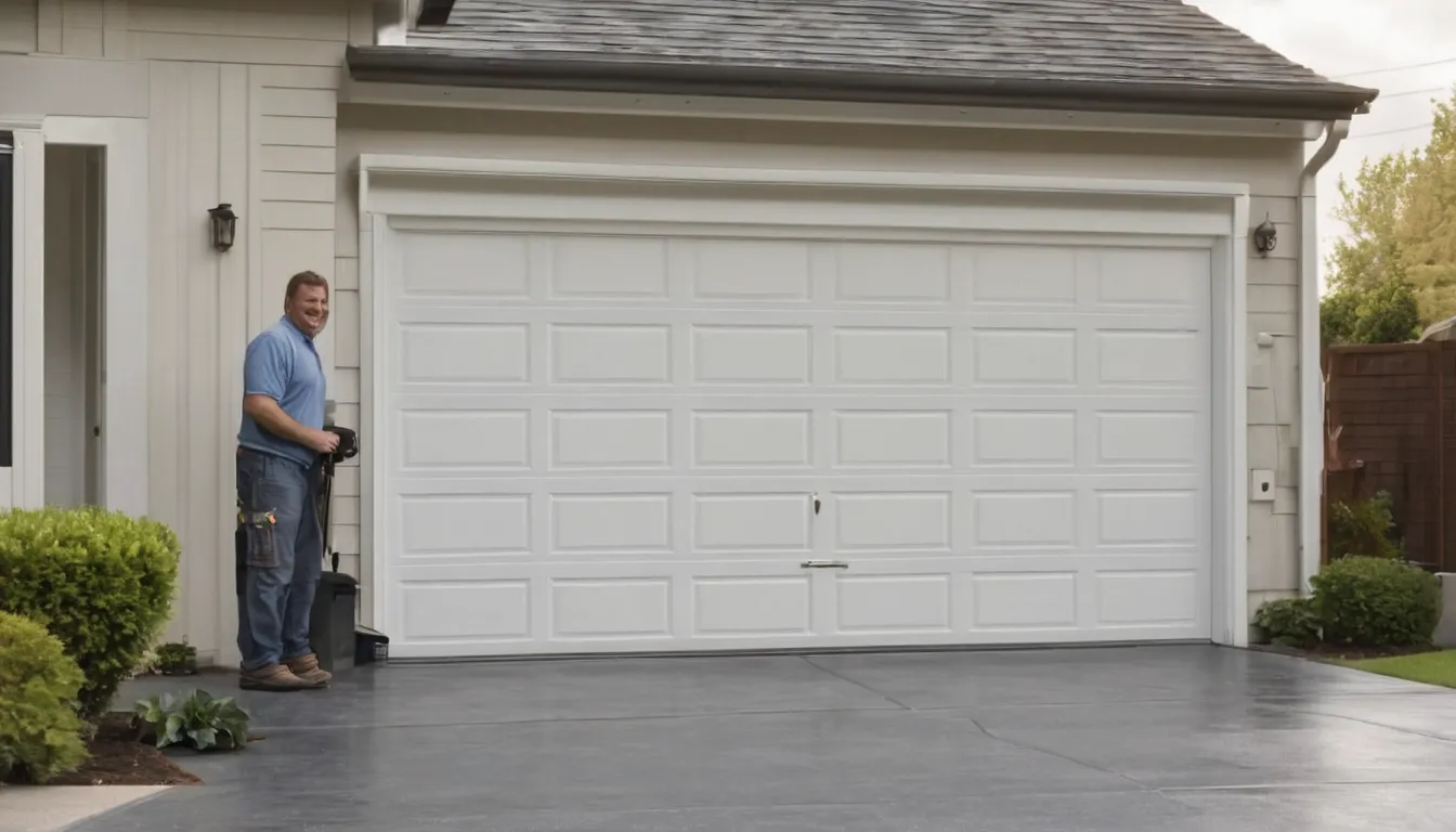 Local garage door provider and a homeowner checking a garage door track together in St. Charles